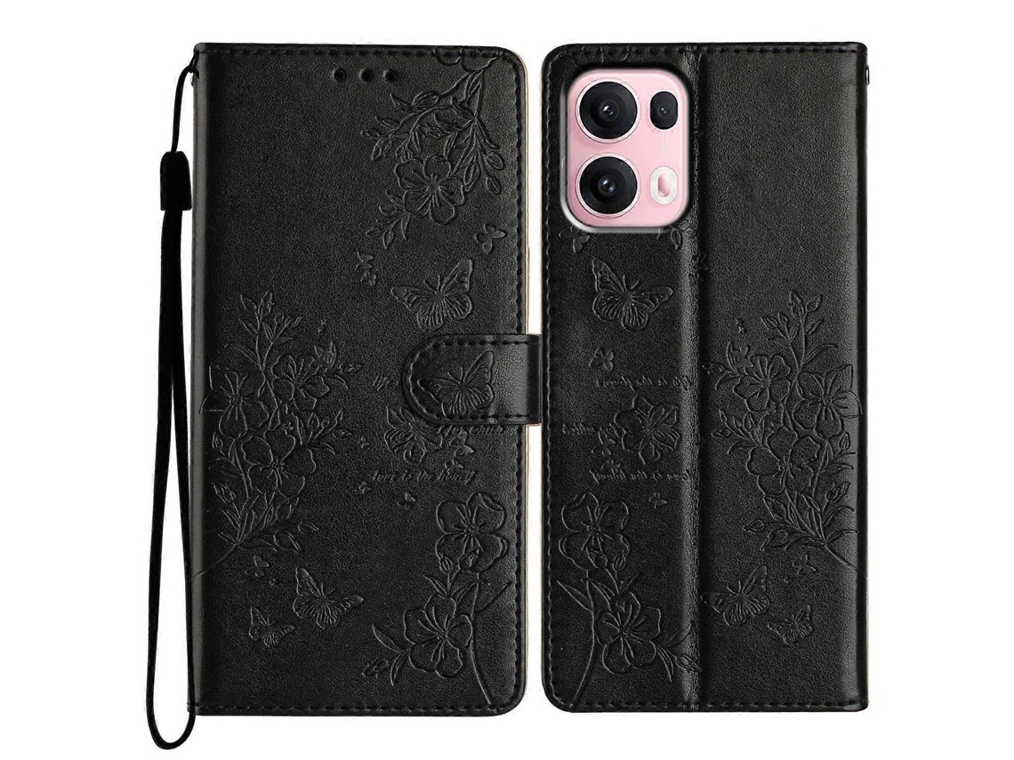 Capa De Couro Para Celular Com Borboletas E Flores