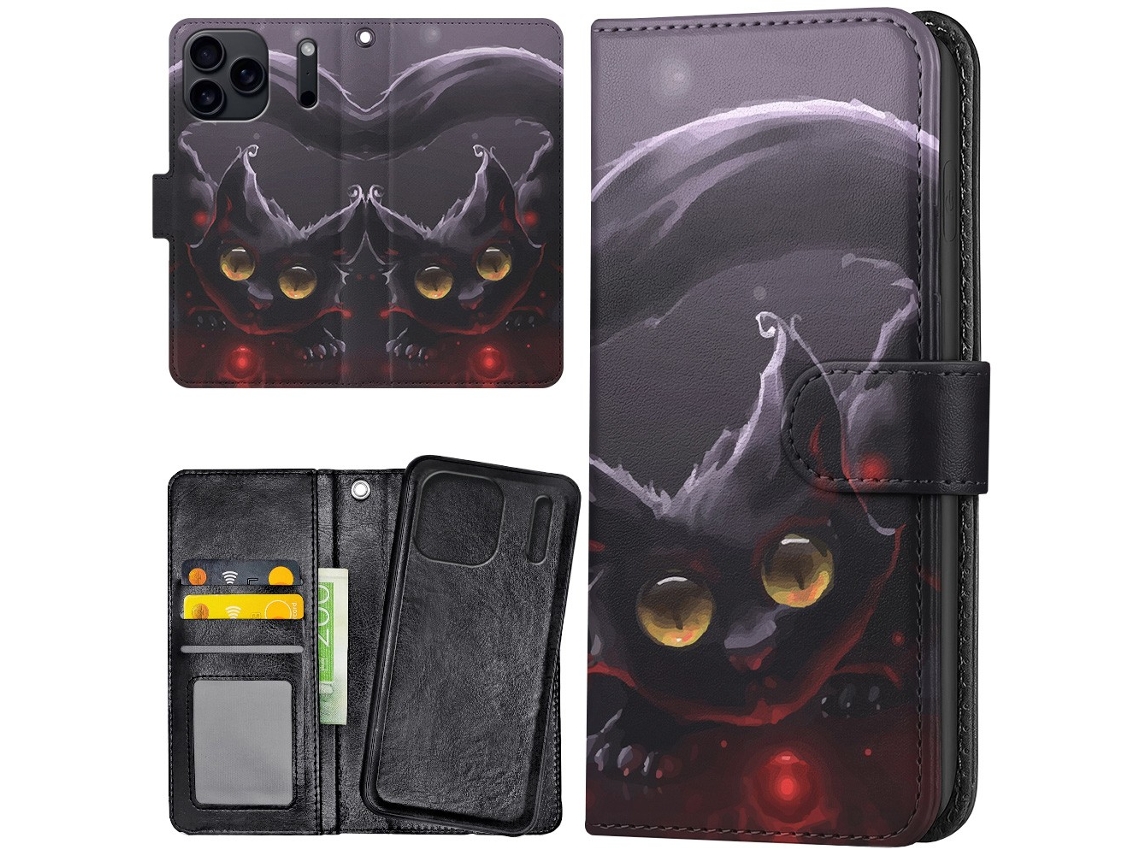 Capa Carteira Para Iphone 17 Pro Com Estampa De Gato Preto