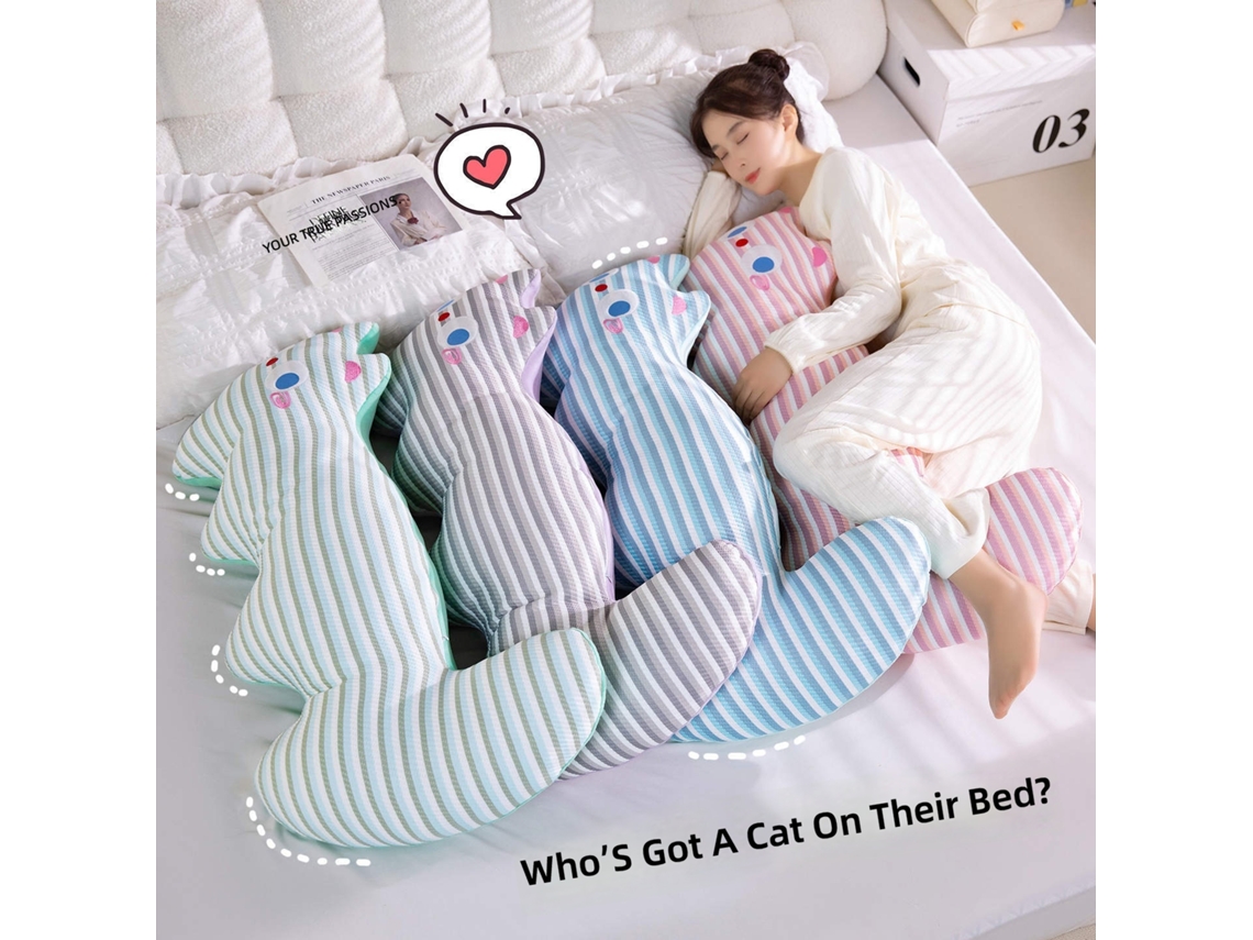 Almofada de Gato Listrada Estilo Dopamina, Pelúcia de Tecido para Casa, Roxo CHABERLU