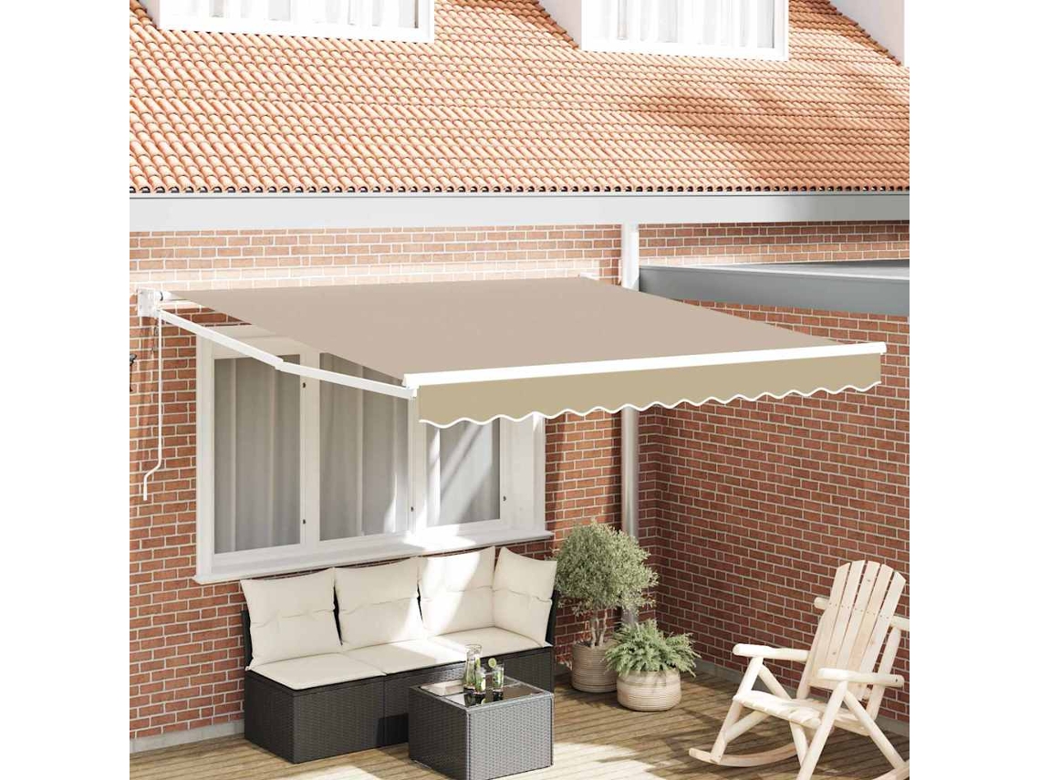 Vidaxl Toldo Retrátil Bege 350 X 250 Cm Poliéster E Metal