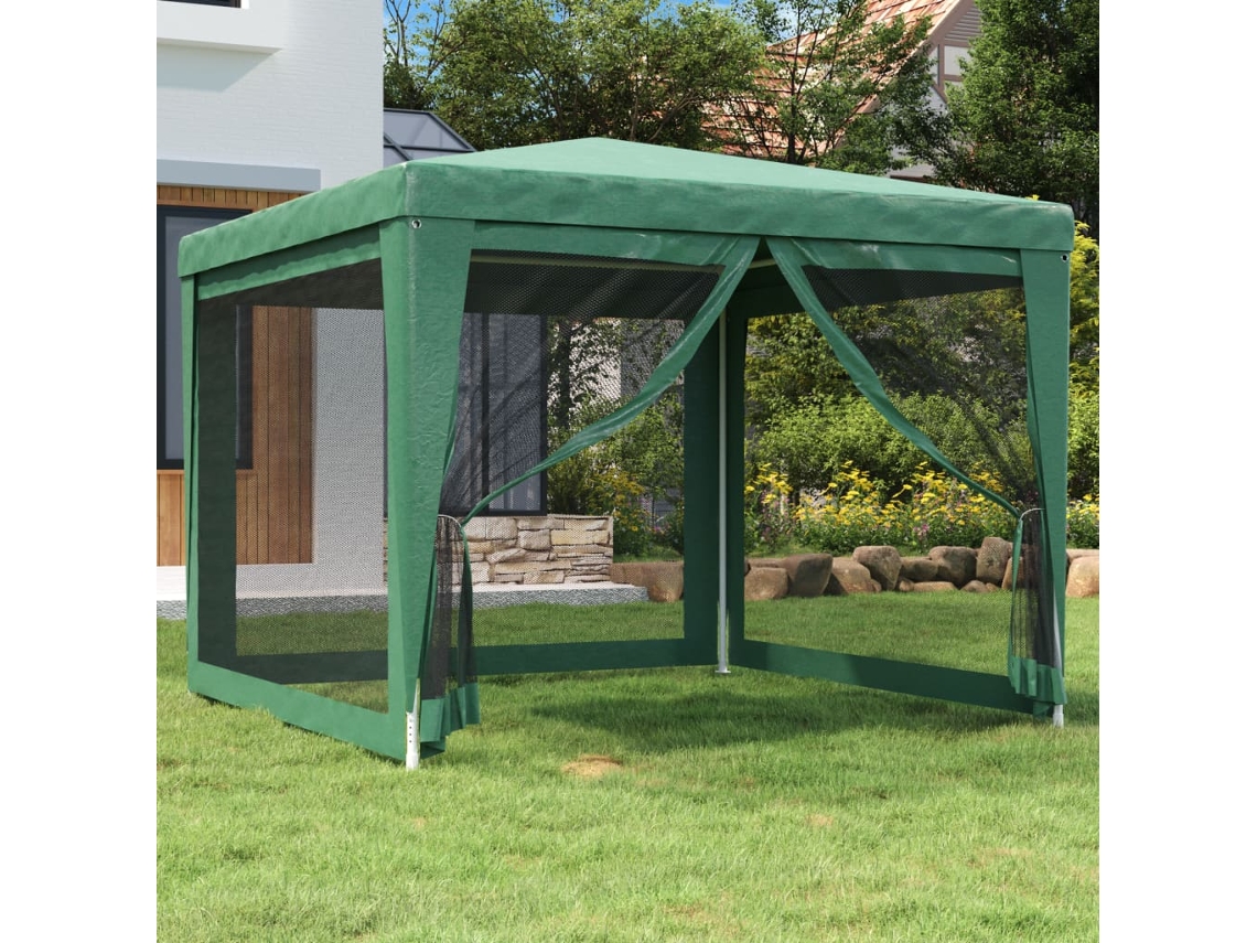 Vidaxl Tenda P/ Festas C/ 4 Paredes Laterais Em Rede 3x3 M Pead Verde