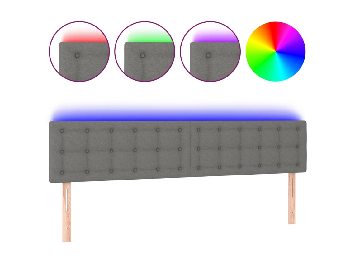 Cabeceira de Cama com Luzes Led Tecido Cinza Escuro MAISON EXCLUSIVE (180x5x78 cm)