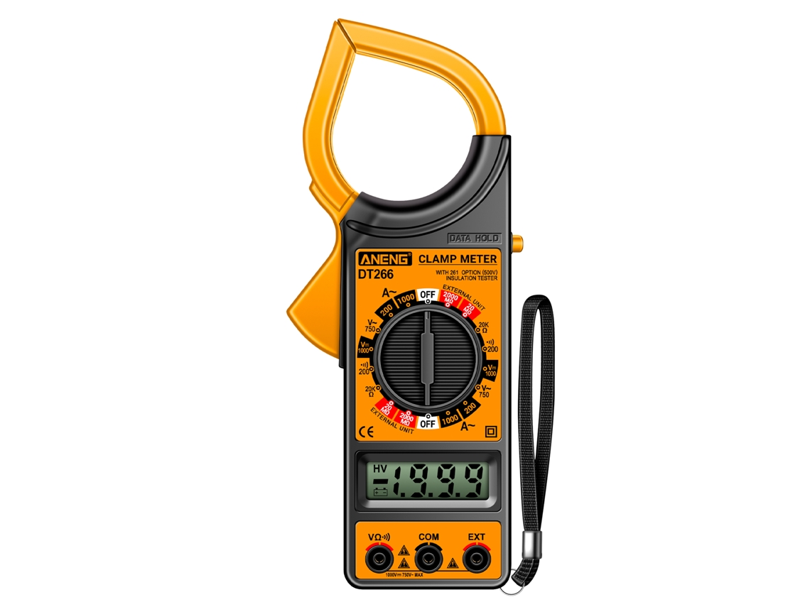 Multímetro digital profissional com alicate amperímetro True RMS Aneng DT266 com visor LCD