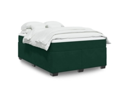 Vidaxl Cama Com Molas/colchão 140x200 Cm Veludo Verde-escuro
