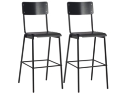 Vidaxl Cadeiras De Bar 2 Pcs Contraplacado Maciço E Aço Preto