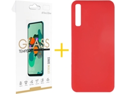 Kit Capa e Película Samsung Galaxy A50s SKYHE Silicone Líquido (Vermelho)