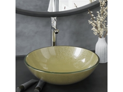 Vidaxl Lavatório Torneira Válvula Click-clack Vidro Temperado Dourado