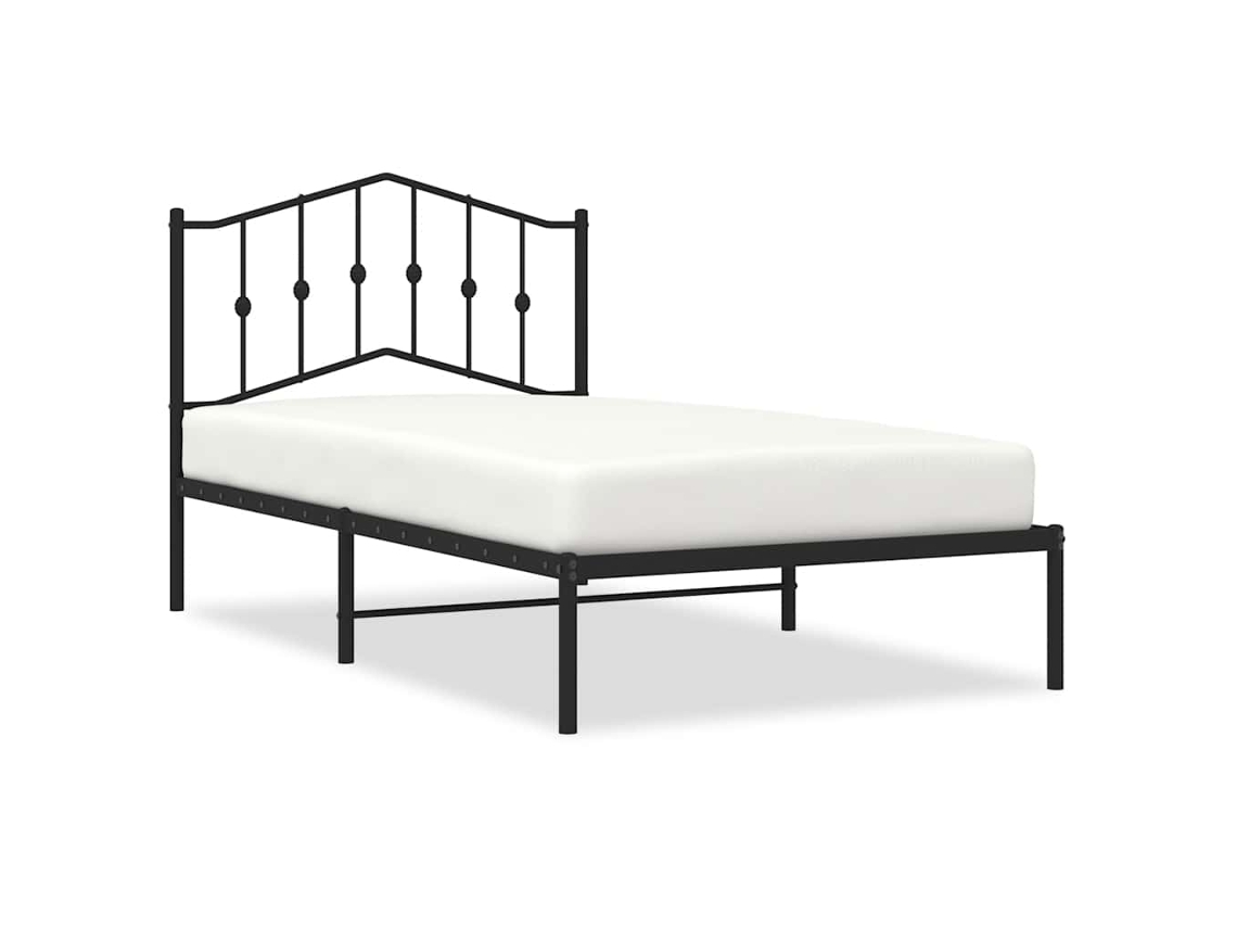 Estrutura de cama com cabeceira VIDAXL metal preto (100x190 cm)