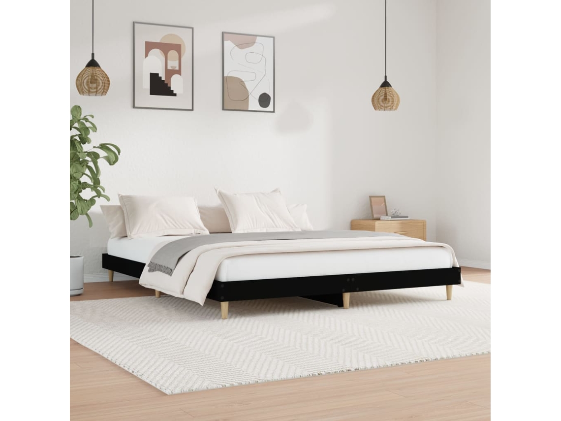 Vidaxl Estrutura De Cama 200x200 Cm Derivados De Madeira Preto