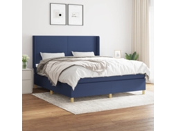 Vidaxl Cama Com Molas/colchão 180x200 Cm Tecido Azul