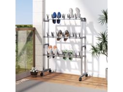 Vidaxl Sapateira Com Rodas 66x27x100 Cm Prateado