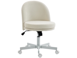 Cadeira Home Office E Maquilhagem Em Chenille, Ajustável Em Altura, Função Oscilante, Cor Creme