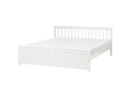 Cama de casal BELIANI Olendon de Pinho Branco 189x206x82