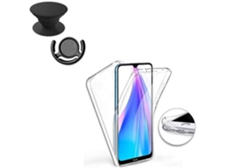 Kit Capa, 1 PopSocket e 1 Suporte PopSocket Xiaomi Redmi Note 8T 360° Transparente