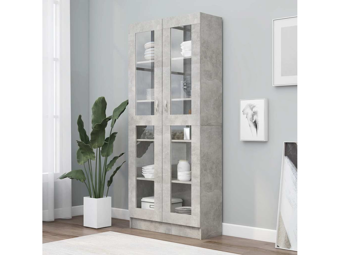 Vidaxl Armário Vitrine 82,5x30,5x185,5cm Derivados Madeira Cinzento