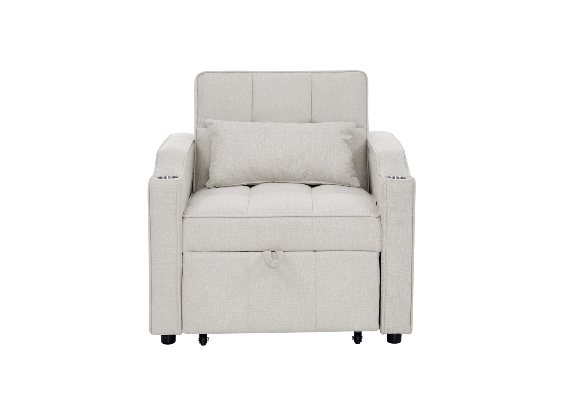 Sofá-camas 3 Em 1 Com Usb E Type-c, 190cm, Suporte Para Bebidas Em Aço Inox, Função De Cama E Encosto Ajustável. Ideal Para Espaços Pequenos.