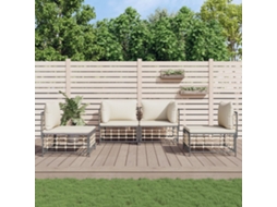 4 Pcs Conjunto Lounge De Jardim C/ Almofadões Vime Pe Antracite Dkd Home Decor