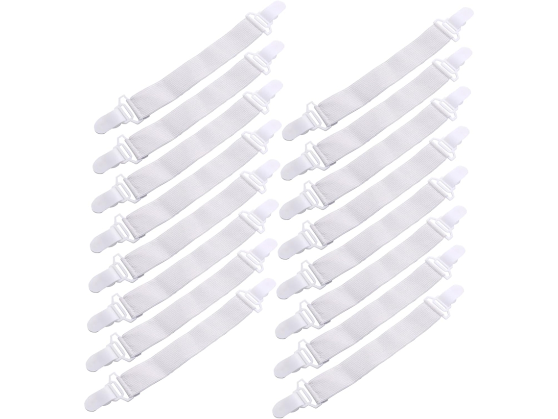 Conjunto de 16 alfinetes de Lençol antiderrapantes para manter seus Lençóis esticados e organizados no Colchão, Ideal para