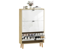 Armário de Sapatos Estreitos com 3 Gavetas Dobráveis para 24 Pares de Sapatos.. 80x24x127 Cm Branco