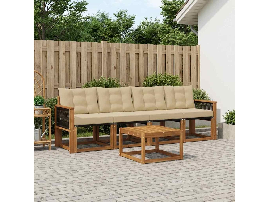 Vidaxl Conjunto De Sofás Para Exterior 5 Unid. Natural E Bege