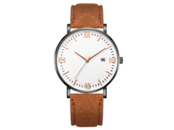 Relógio de quartzo com pulseira de couro PU, estilo simples e moderno, decoração manual.