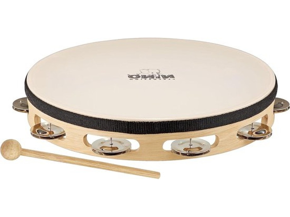 Tamborim De Madeira Com Pele 25 Cm - 10 Polegadas Única Linha - Nino Percussão
