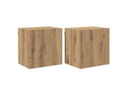 Conjunto 2 Gabinete Para Tv Vidaxl Castanho Derivados De Madeira (40,5x30x40cm)