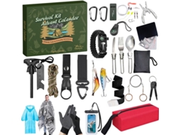 Calendário do Advento 2025 com Kit de Sobrevivência Ao Ar Livre, Ferramentas em Caixa Surpresa Natal, Ideal para Caminhadas e Camping Lanter AQUAFORGE