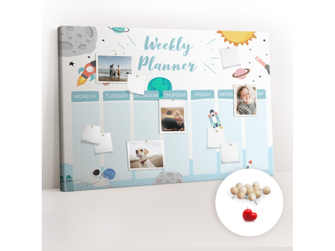 Painel De Cortiça Para Parede Planeador Para A Semana Inteira Para O Escritório Espelharte (120x80 Cm)
