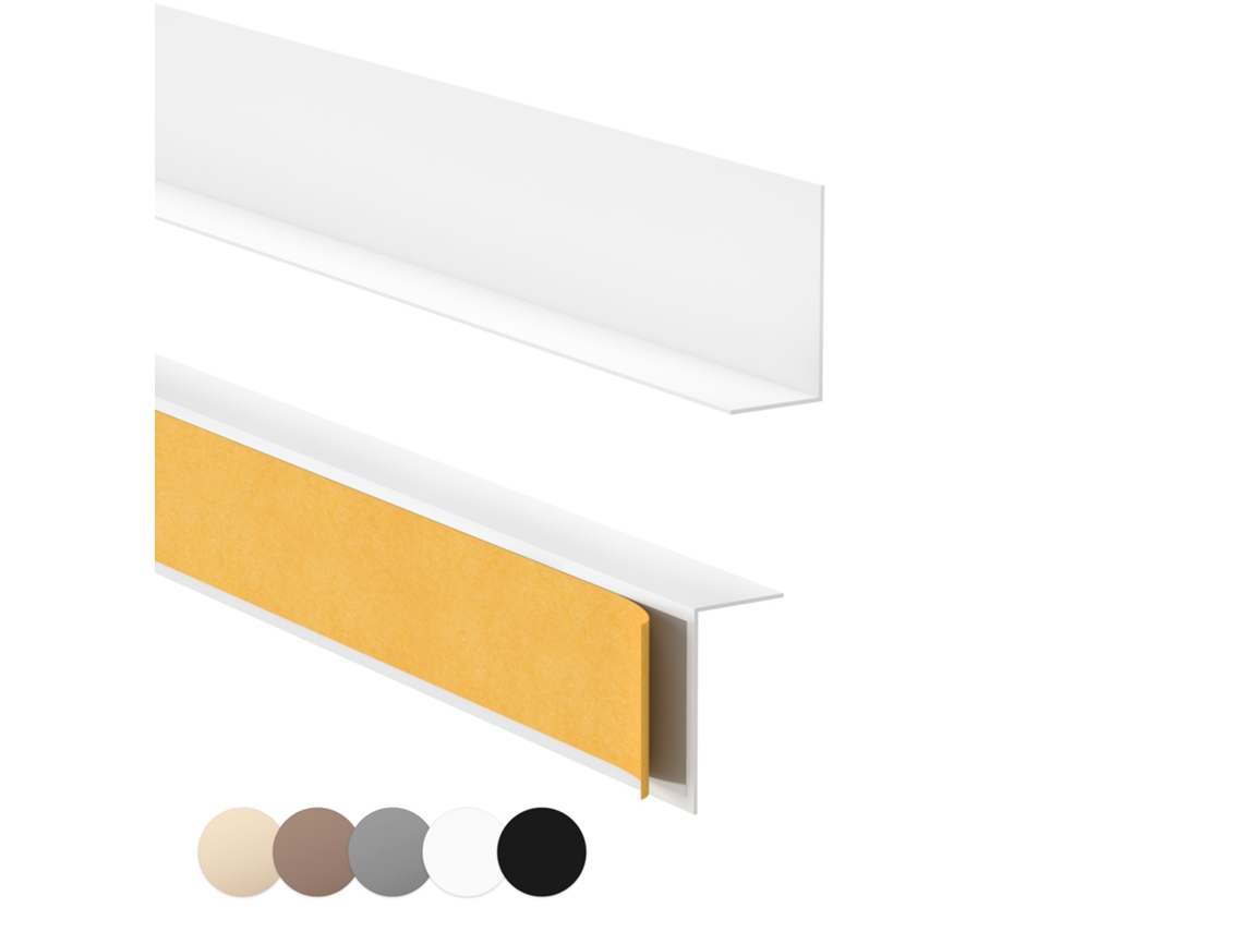 Rodapé Pvc 20x10 Mm Rígido Autoadesivo Resistente Uv, 200 Cm, Branco