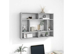 Vidaxl Estante De Parede 75x16x55 Cm Contraplacado Cinzento Cimento