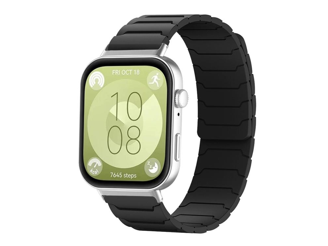Bracelete preto para Huawei Watch Fit 4 em silicone com fecho magnético XIAOMOYU