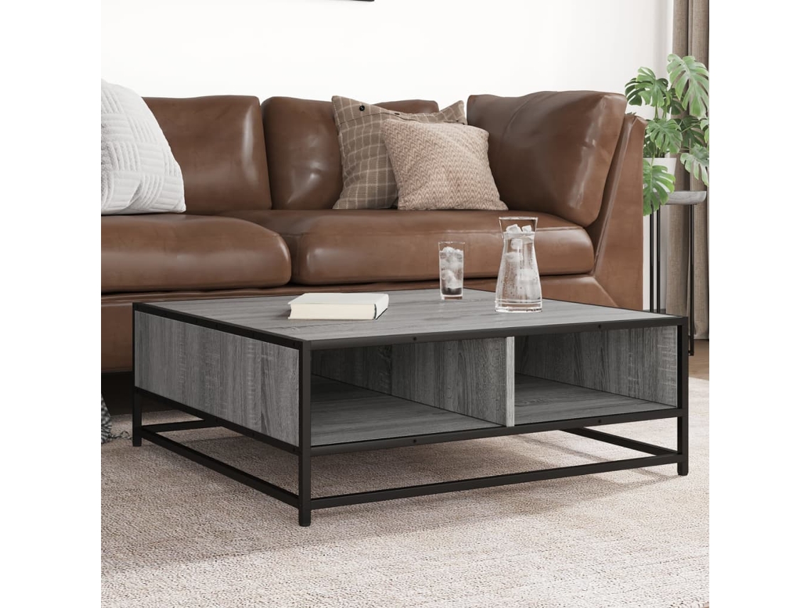 Vidaxl Mesa De Centro 80x80x30 Cm Deriv. Madeira/metal Cinzento Sonoma
