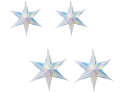 Conjunto 4 Enfeites Suspensos Formato Estrela Hexagonal Prateada Material Sintético Estilo Adorável Elegante GOKOCO