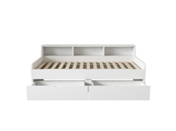 Cama de dia moderna 90x200cm, com duas gavetas e compartimento lateral, espaço otimizado, branca, KOMHTOM