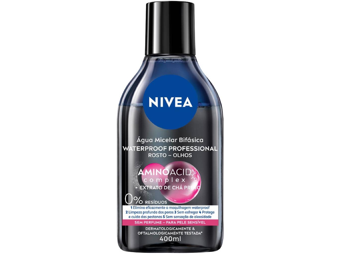 Água Micelar Bifásica Profissional Pele Sensível NIVEA emb. 400 ml