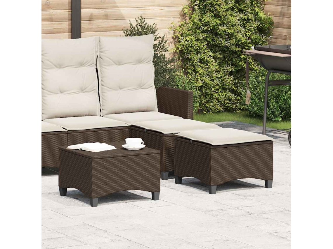 Vidaxl Bancos Jardim Com Almofadas 2 Unid 55x55x36 Cm Vime Pe Castanho