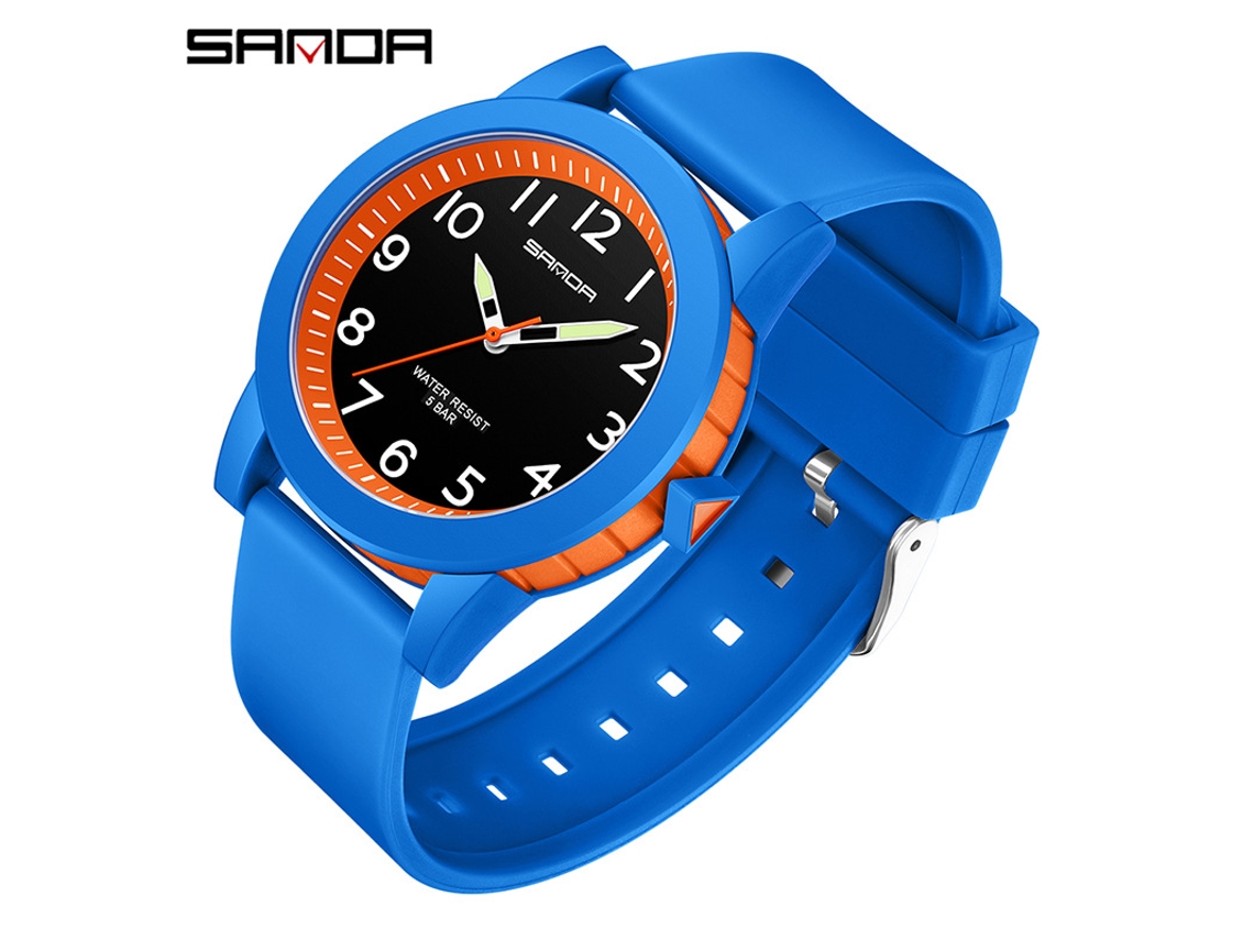 Relógio de Casal Simples, Fluorescente, À Prova D'água MDUG (Masculino azul escuro)