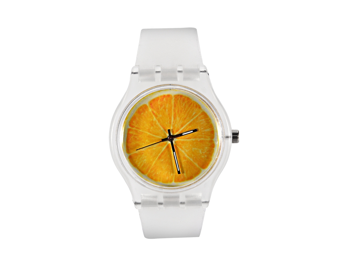 Relógio Analógico de Quartzo com Pulseira de Silicone Simples para Estudantes (dial Laranja)