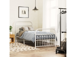Estrutura De Cama Com Cabeceira E Pés 90x200 Cm Metal Branco