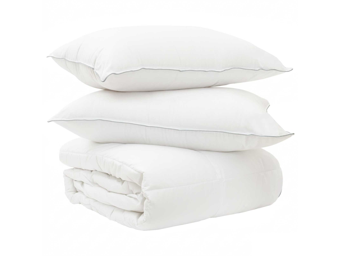 Vidaxl Conjunto De Edredom Branco 260 X 240 Cm Poliéster, Bambu