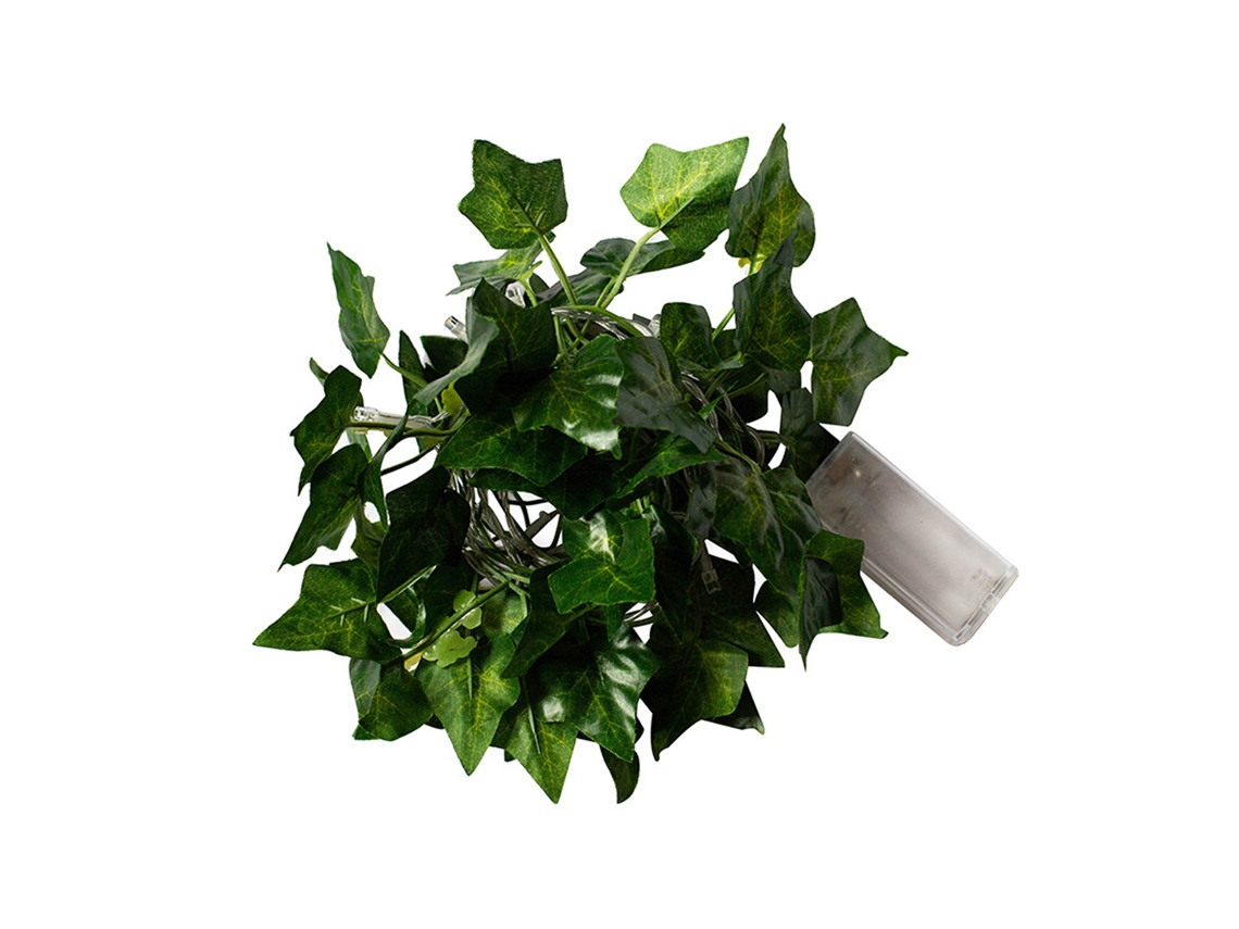 Corda De Luz Led Com Folhas Verdes Simuladas Ip55 Resistente À Água