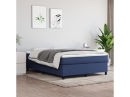 Cama Com Molas/colchão 140x190 Cm Tecido Azul