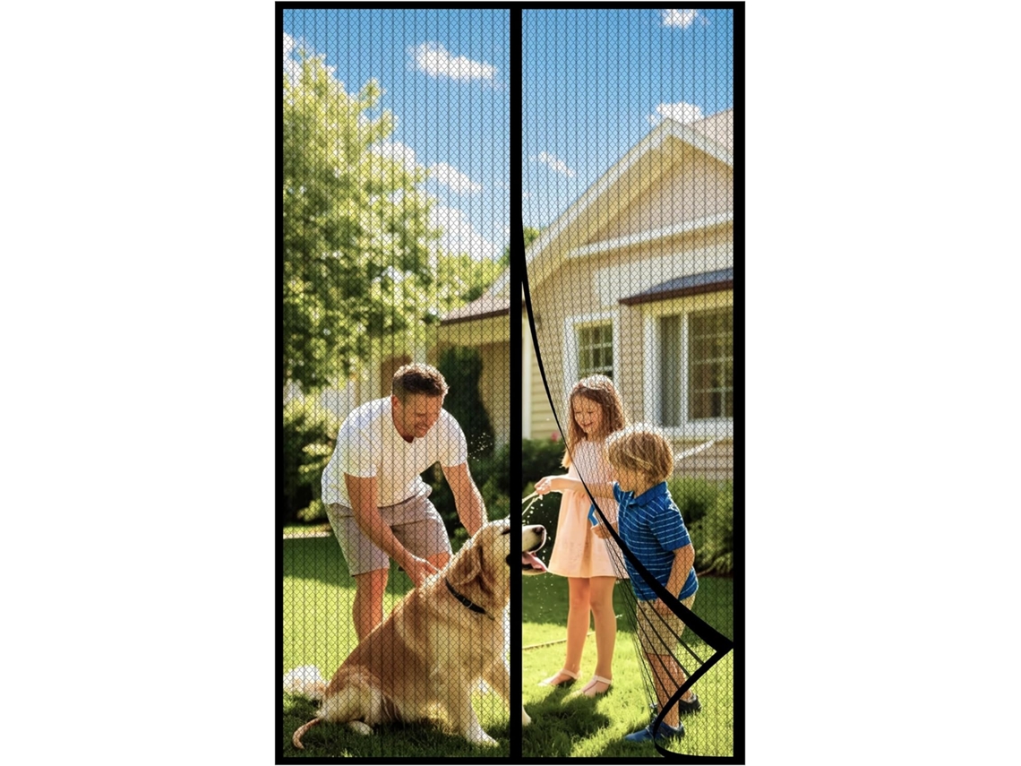 Tela Mosquiteira Magnética 120x220 cm Preta, Sem Perfuração, Fecho Alargado, Ideal Para Varandas E Portas De Correr