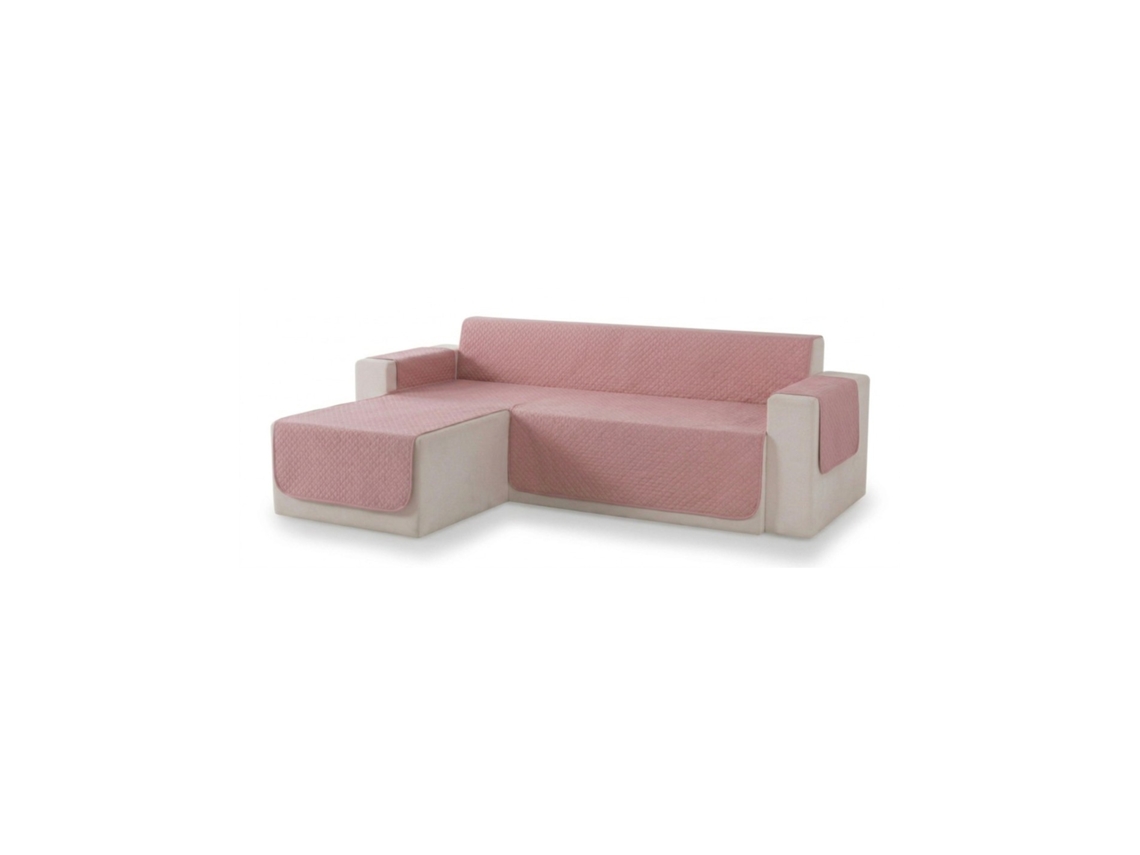 Capa De Sofá Acolchoada Chaise Esquerda 200, Rosa