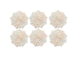 2026 manteles Redondos de Pvc Oro Rosa, 6 Piezas, para Navidad, Boda Y Fiestas, Decoración de Mesa Con Diseño Hueco