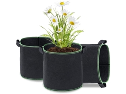 Saco De Plantio 5 Galões Com Alças Têxtil Não Tecido Para Tomates Batatas Flores 30x25cm 3un