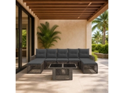 Vidaxl Conjunto De Sofá De Jardim 8 Unid. Cinza E Cinza Escuro Vime Pe
