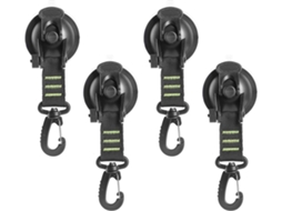 Conjunto de 4 Âncoras Ventosa Reforçadas com Sistema Fixação Seguro, Cintas Tensão para Barracas Camping, Suportes Fortes Carro e Barco. AQUAFORGE