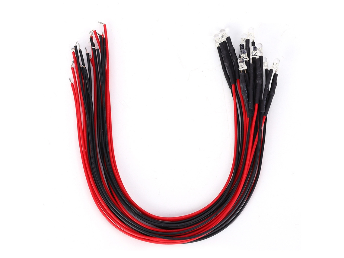 50 Peças Diodo Led com Fio Cabeça Redonda Realce Plug Retangular 12v 3mm